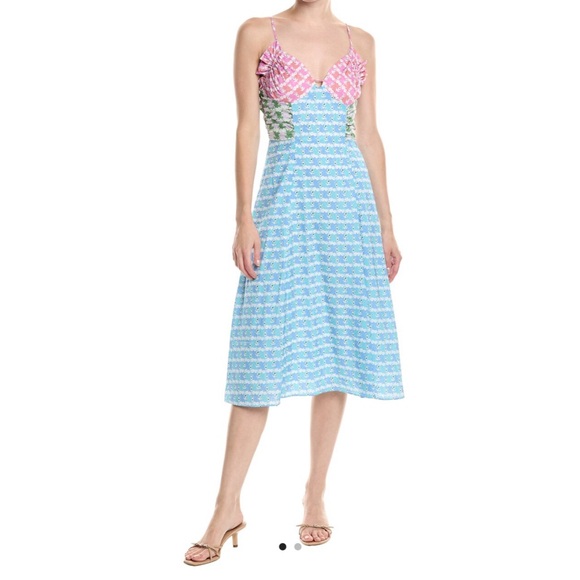 English Factory Endless Rose Blue and White Floral Midi Dress Size Large - Picture 1 of 10